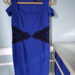Signature by Sangria Royal Blue Dress with Black Lace